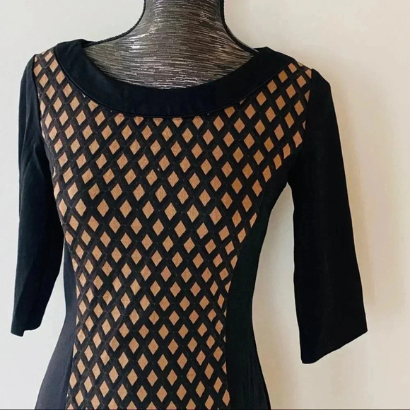 Le Chateau Midi Dress Black Tan Stretchable size Small - Picture 5 of 6